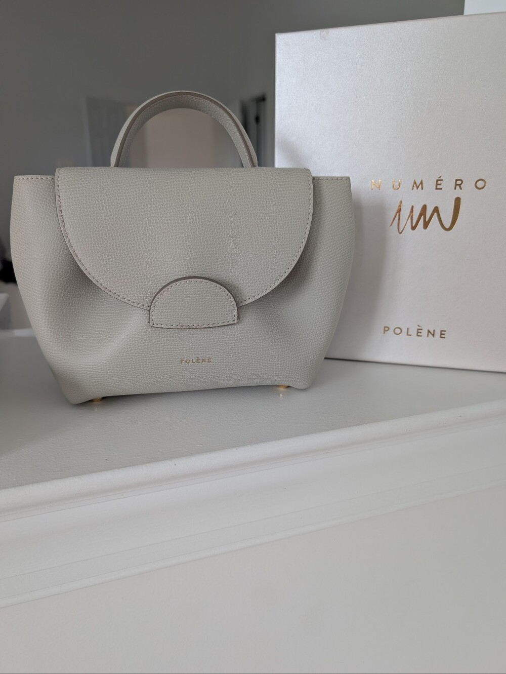 Numéro Mini Top-Handle Bag in Chalk